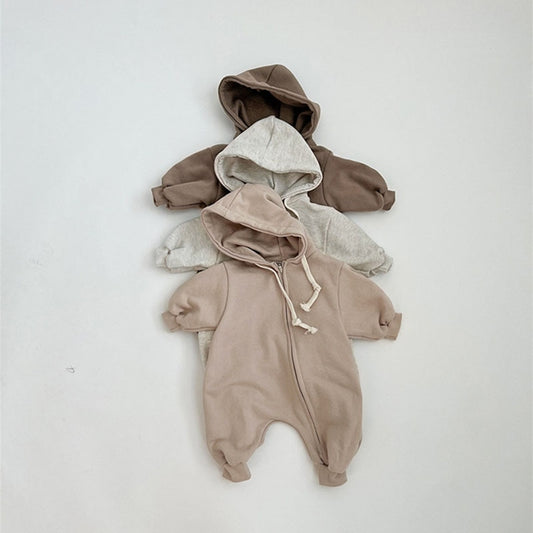 -ベビー フーディ ジッパー 長袖 ジャンプスーツ - mamahalo shop - 長袖ロンパース -  べビー服 - 子供服 - 男の子 - 女の子