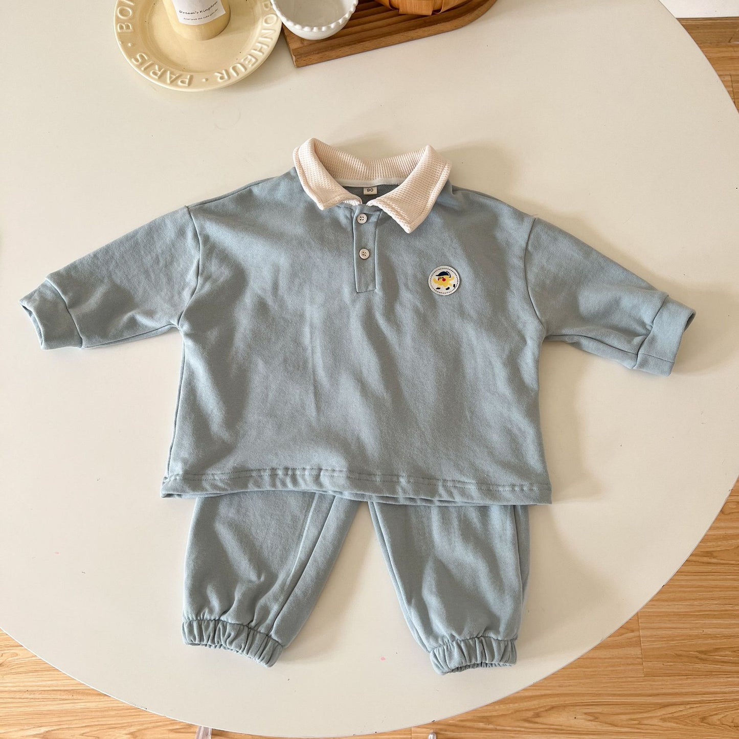 -キッズ セットアップ 長袖 ポロ襟 トップス パンツ - mamahalo shop - 長袖セットアップ -  べビー服 - 子供服 - 男の子 - 女の子