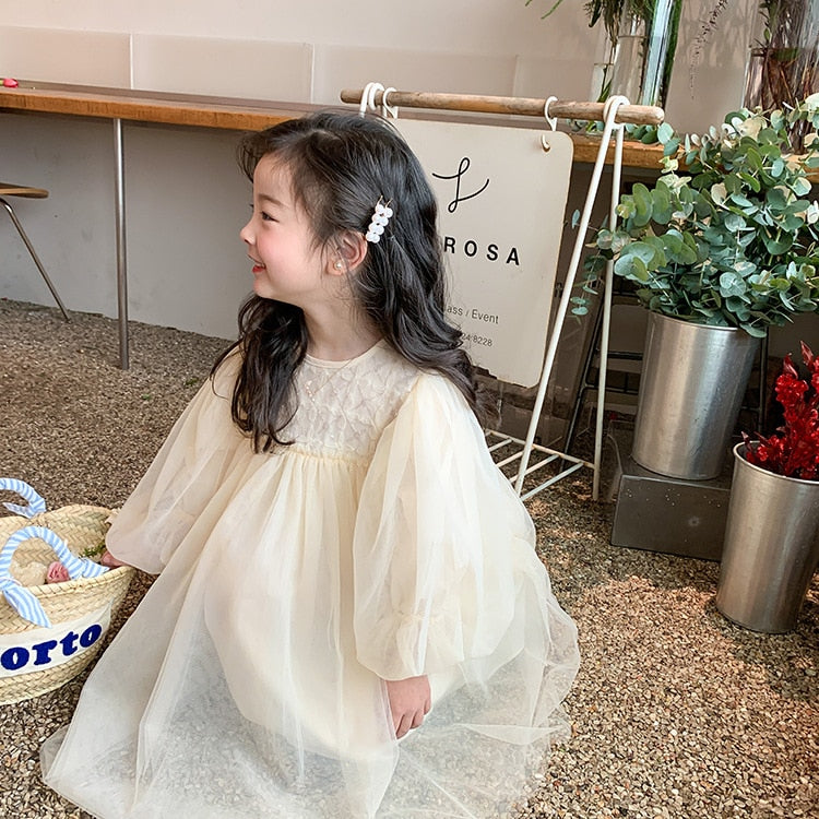 -キッズ レース 刺繍 チュチュ チュール 長袖 ドレス ワンピース - mamahalo shop - 長袖ワンピース -  べビー服 - 子供服 - 男の子 - 女の子