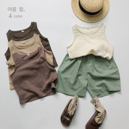 -キッズ シンプル タンクトップ ノースリーブ Tシャツ - mamahalo shop - タンクトップ・キャミソール・ノースリーブトップス -  べビー服 - 子供服 - 男の子 - 女の子