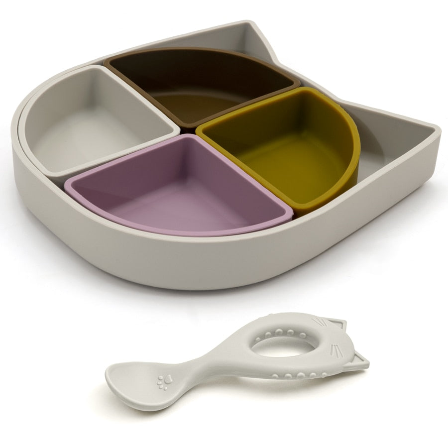 -# ベビー セット シリコン プレート トレーニング スプーン 食器  ネコ【mh0001583】 - mamahalo shop - ベビーキッズ食器 -  べビー服 - 子供服 - 男の子 - 女の子