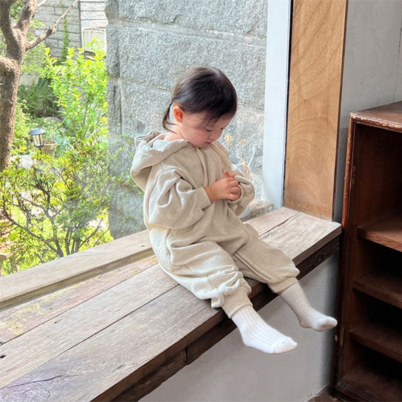 -ベビー フーディ ジッパー 長袖 ジャンプスーツ - mamahalo shop - 長袖ロンパース -  べビー服 - 子供服 - 男の子 - 女の子