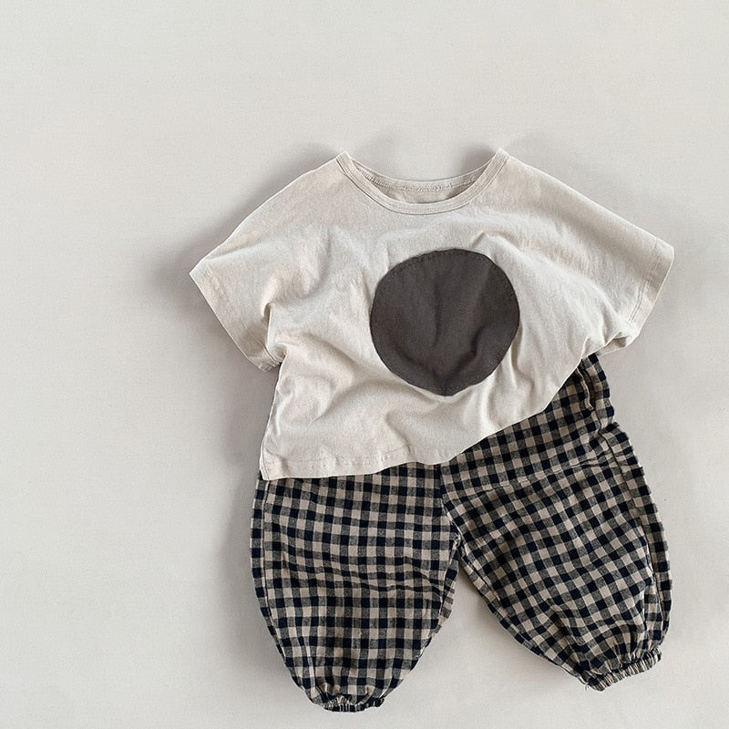 -キッズ まる サークル パッチワーク 半袖 ルーズ Tシャツ - mamahalo shop - 半袖Tシャツ -  べビー服 - 子供服 - 男の子 - 女の子