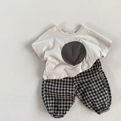 -キッズ まる サークル パッチワーク 半袖 ルーズ Tシャツ - mamahalo shop - 半袖Tシャツ -  べビー服 - 子供服 - 男の子 - 女の子