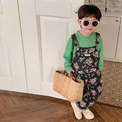 -キッズ フラワープリント オーバーオール サロペット パンツ - mamahalo shop - オーバーオール -  べビー服 - 子供服 - 男の子 - 女の子