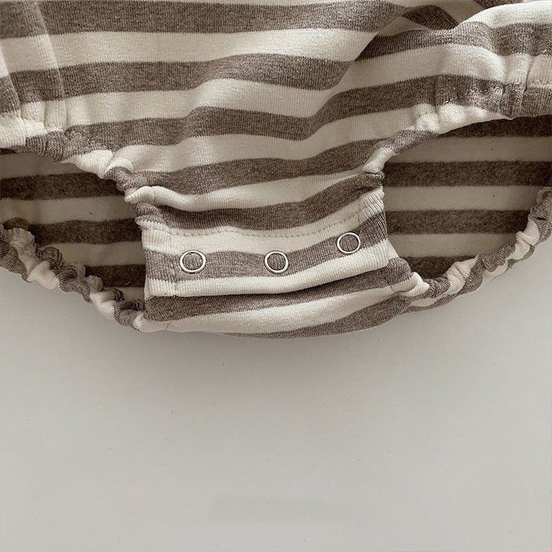 -ベビー セーラー リボンカラー ボーダー リボン 長袖 ロンパース - mamahalo shop - 長袖ロンパース -  べビー服 - 子供服 - 男の子 - 女の子