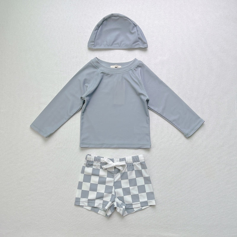 2023新作 キッズ ボーイズ 男の子 セパレート 水着 スイムウェア ラッシュガード 帽子 セット - mamahalo shop - ベビー用水着 - ベビー服 - 子供服 - 男の子 - 女の子