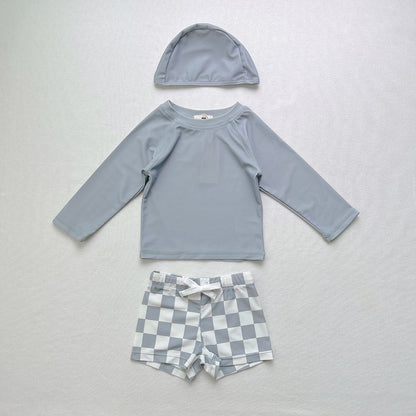 2023新作 キッズ ボーイズ 男の子 セパレート 水着 スイムウェア ラッシュガード 帽子 セット - mamahalo shop - ベビー用水着 - ベビー服 - 子供服 - 男の子 - 女の子