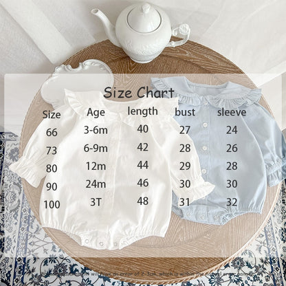 -ベビー フリルカラー 長袖 ブラウス シャツ ロンパース【mh0001021】 - mamahalo shop - 長袖ロンパース -  べビー服 - 子供服 - 男の子 - 女の子