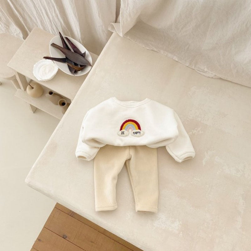 -ベビー セットアップ レインボー 虹 裏フリース スウェット トレーナー パンツ【mh0001175】 - mamahalo shop - 長袖セットアップ -  べビー服 - 子供服 - 男の子 - 女の子