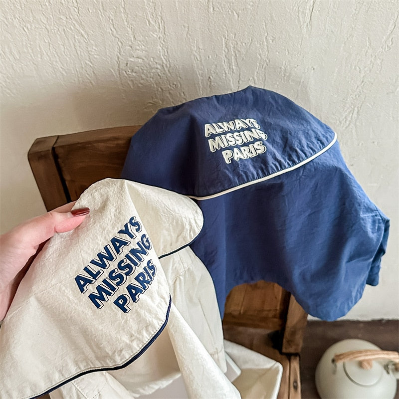 -キッズ レターロゴ セーラーカラー 長袖 ブラウス シャツ - mamahalo shop - 長袖シャツ・ブラウス -  べビー服 - 子供服 - 男の子 - 女の子