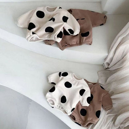 -ベビー みずたま ポルカドット 長袖 ロンパース【mh0000952】 - mamahalo shop - 長袖ロンパース -  べビー服 - 子供服 - 男の子 - 女の子