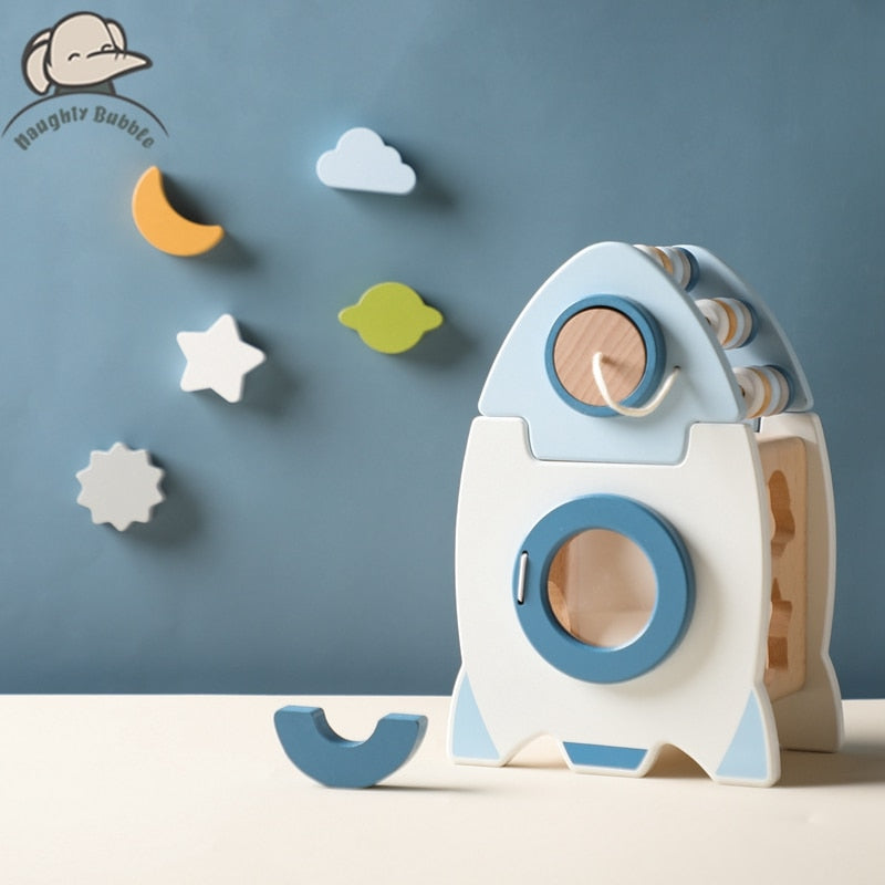 おもちゃ ウッドトイ 木製 ジグソー パズル ロケット 宇宙 月 星 - mamahalo shop - Toy (おもちゃ・木製玩具）etc. - ベビー服 - 子供服 - 男の子 - 女の子