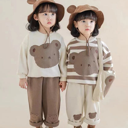 -キッズ くま ベア ボーダー 無地 トップス パンツ - mamahalo shop - ロングパンツ・スウェットパンツ -  べビー服 - 子供服 - 男の子 - 女の子
