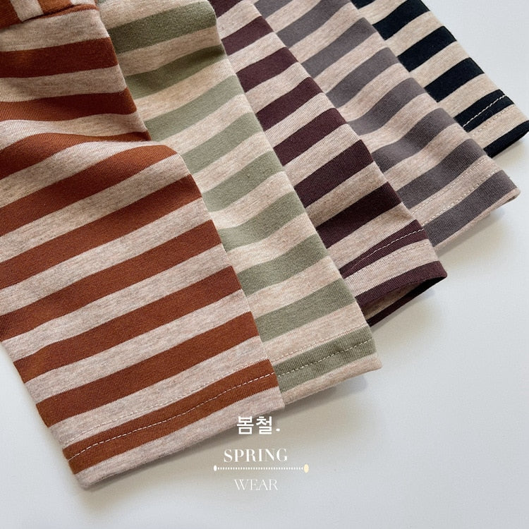 -キッズ ボーダー ベーシック 長袖 Tシャツ トップス【mh0001233】 - mamahalo shop - 長袖Tシャツ -  べビー服 - 子供服 - 男の子 - 女の子