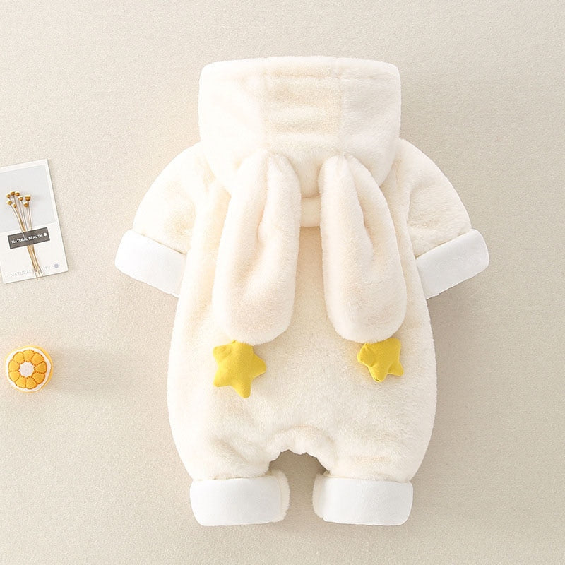 -ベビー ボアフリース レインボー うさ耳 フーディ アウター ジャンプスーツ - mamahalo shop - アウタージャンプスーツ -  べビー服 - 子供服 - 男の子 - 女の子