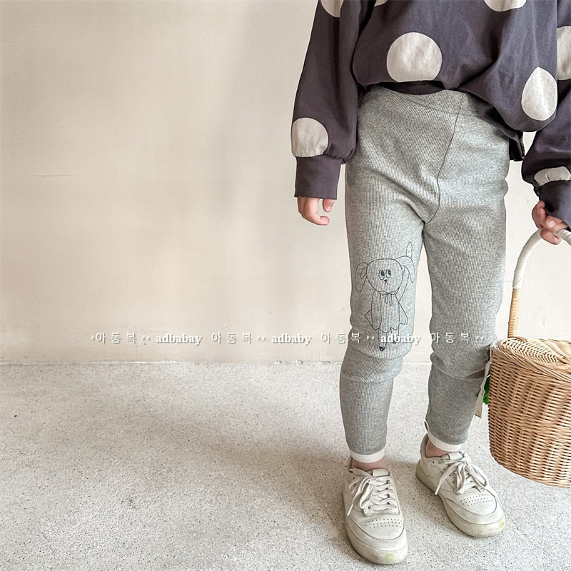-キッズ うさぎ ラビット バニー プリント レギンス パンツ - mamahalo shop - レギンスパンツ -  べビー服 - 子供服 - 男の子 - 女の子