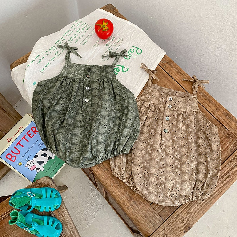 -☺︎ ベビー ボタニカル キャミソール ロンパース - mamahalo shop - ノースリーブロンパース -  べビー服 - 子供服 - 男の子 - 女の子