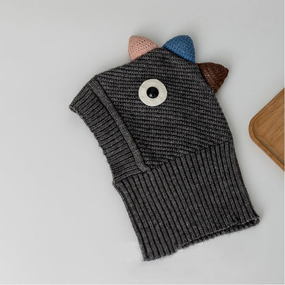 -キッズ ニット ダイナソー 恐竜 フーディ フード ケープ スカーフ キャップ 帽子 - mamahalo shop - ベビー用帽子 -  べビー服 - 子供服 - 男の子 - 女の子