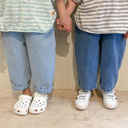 -キッズ デニム ルーズ パンツ ズボン ジーンズ - mamahalo shop - ロングパンツ・スウェットパンツ -  べビー服 - 子供服 - 男の子 - 女の子