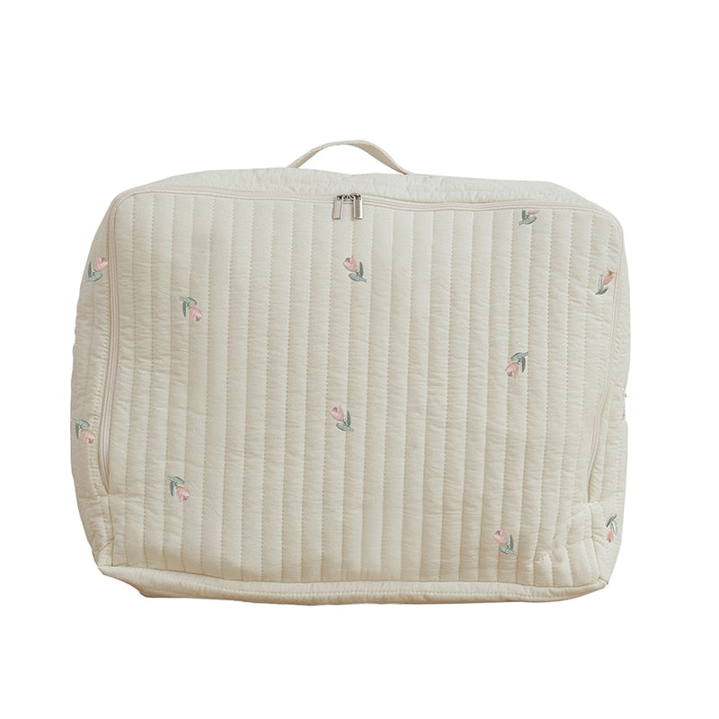 -キルティング 刺繍 おむつポーチ ママバッグ 鞄 くま ベア オリーブ チューリップ チェリー りす【mh0001464】 - mamahalo shop - おむつポーチ -  べビー服 - 子供服 - 男の子 - 女の子