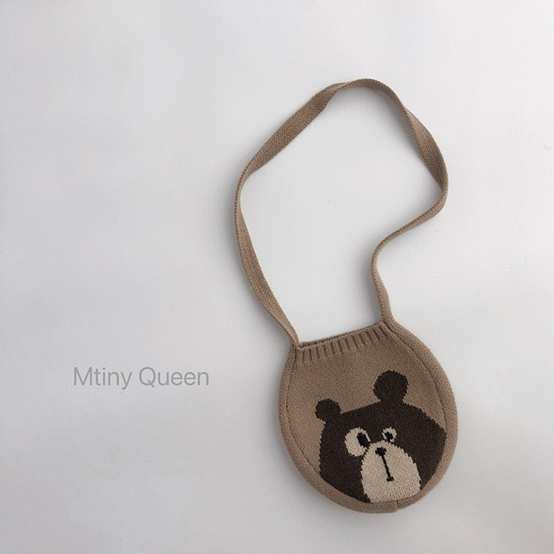 -キッズ ニット アニマル メッセンジャーバッグ 鞄 ポシェット - mamahalo shop - メッセンジャーバッグ -  べビー服 - 子供服 - 男の子 - 女の子