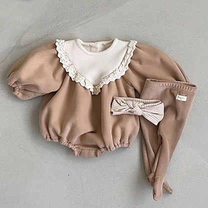 -ベビー フリース レース 長袖 ロンパース - mamahalo shop - 長袖ロンパース -  べビー服 - 子供服 - 男の子 - 女の子