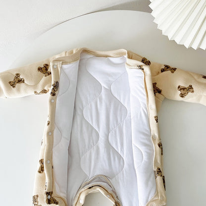 -ベビー くま ベア キルティング アウター ジャンプスーツ - mamahalo shop - アウタージャンプスーツ -  べビー服 - 子供服 - 男の子 - 女の子