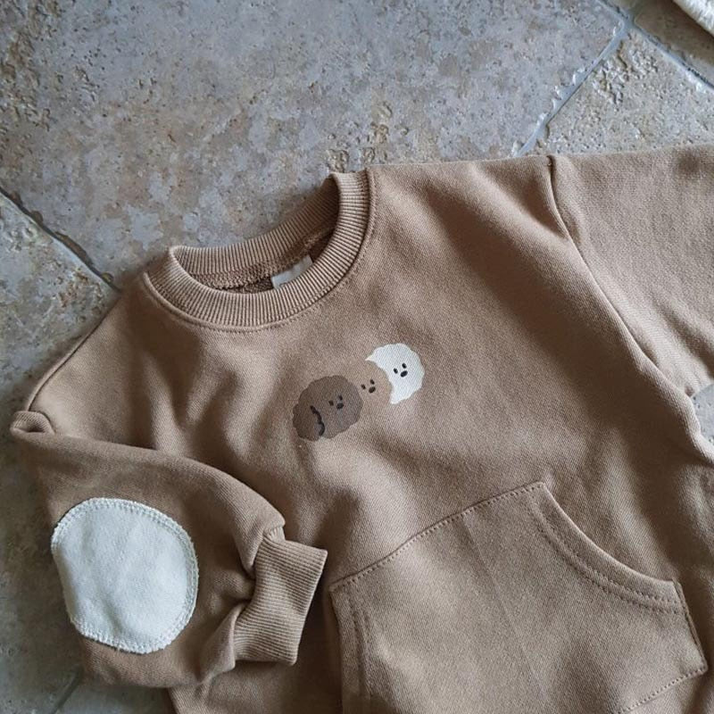 -ベビー 犬 いぬ ポケット 長袖 ロンパース - mamahalo shop - 長袖ロンパース -  べビー服 - 子供服 - 男の子 - 女の子