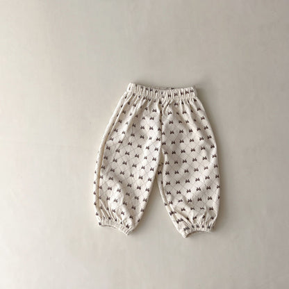 -キッズ ハート リボン みずたま フラワー ルーズ ランタン パンツ - mamahalo shop - ロングパンツ・スウェットパンツ -  べビー服 - 子供服 - 男の子 - 女の子