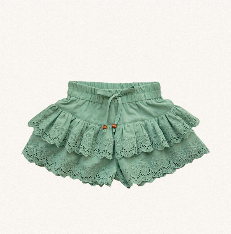 -キッズ レース 透け感 ノースリーブ ブラウス トップス フリル ショートパンツ - mamahalo shop - ハーフパンツ・ショートパンツ -  べビー服 - 子供服 - 男の子 - 女の子