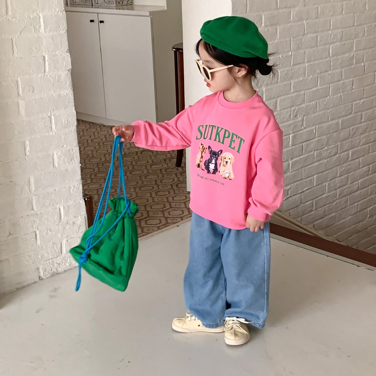 -キッズ デニム ワイド ストレート パンツ ジーンズ - mamahalo shop - デニムパンツ -  べビー服 - 子供服 - 男の子 - 女の子