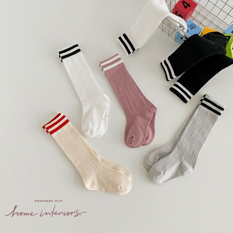 -#ベビー キッズ ライン メッシュ スクール ハイソックス 靴下 3足セット - mamahalo shop - ベビー用靴下・タイツ -  べビー服 - 子供服 - 男の子 - 女の子