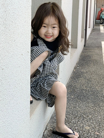 -キッズ チェック ジャンプスーツ サロペット パンツ【mh0001563】 - mamahalo shop - ノースリーブジャンプスーツ -  べビー服 - 子供服 - 男の子 - 女の子