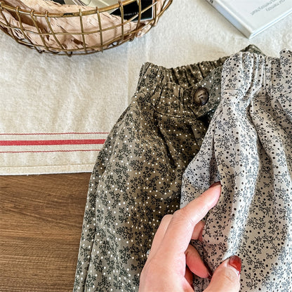 -キッズ フラワー プリント アンクル ルーズ パンツ ズボン - mamahalo shop - ロングパンツ・スウェットパンツ -  べビー服 - 子供服 - 男の子 - 女の子