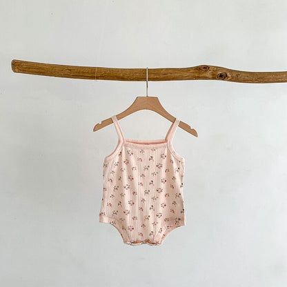 ベビー メッシュ キャミソール ロンパース レモン フラワー 洋梨 - mamahalo shop - ノースリーブロンパース - ベビー服 - 子供服 - 男の子 - 女の子