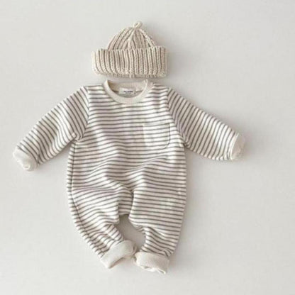 -ベビー ボーダー ロンパース ジャンプスーツ【mh0000198】 - mamahalo shop - 長袖ロンパース -  べビー服 - 子供服 - 男の子 - 女の子