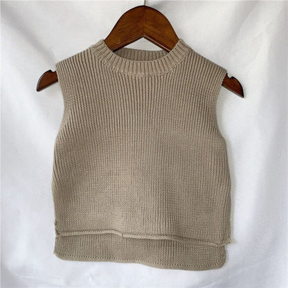 -ベビー ニット サイドオープン ベスト【mh0000314】 - mamahalo shop - ベスト -  べビー服 - 子供服 - 男の子 - 女の子