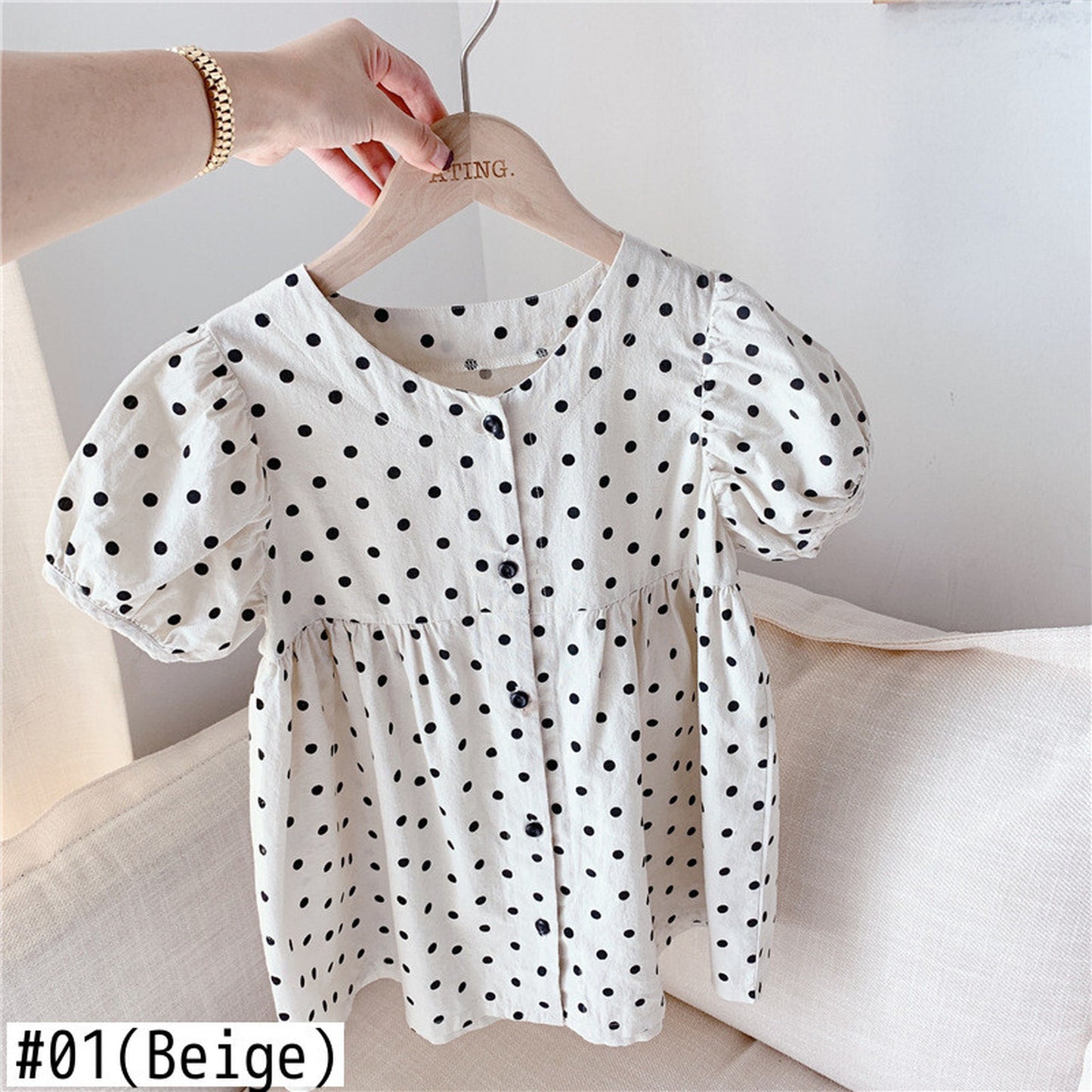 -キッズ コットンリネン 水玉 ワンピース【mh0000528】 - mamahalo shop - 半袖ワンピース -  べビー服 - 子供服 - 男の子 - 女の子