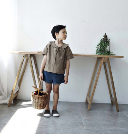 -キッズ セーラーカラー トップス 長袖ブラウス - mamahalo shop - 半袖シャツ・ブラウス -  べビー服 - 子供服 - 男の子 - 女の子