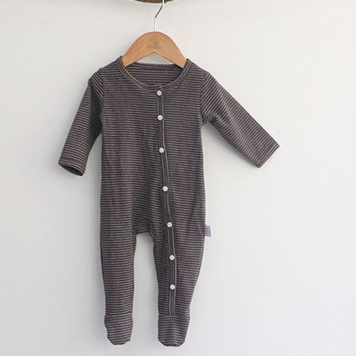 -ベビー ボーダー 足つき ロンパース ぽんぽん帽子 セット【mh0000050】 - mamahalo shop - 長袖ロンパース -  べビー服 - 子供服 - 男の子 - 女の子