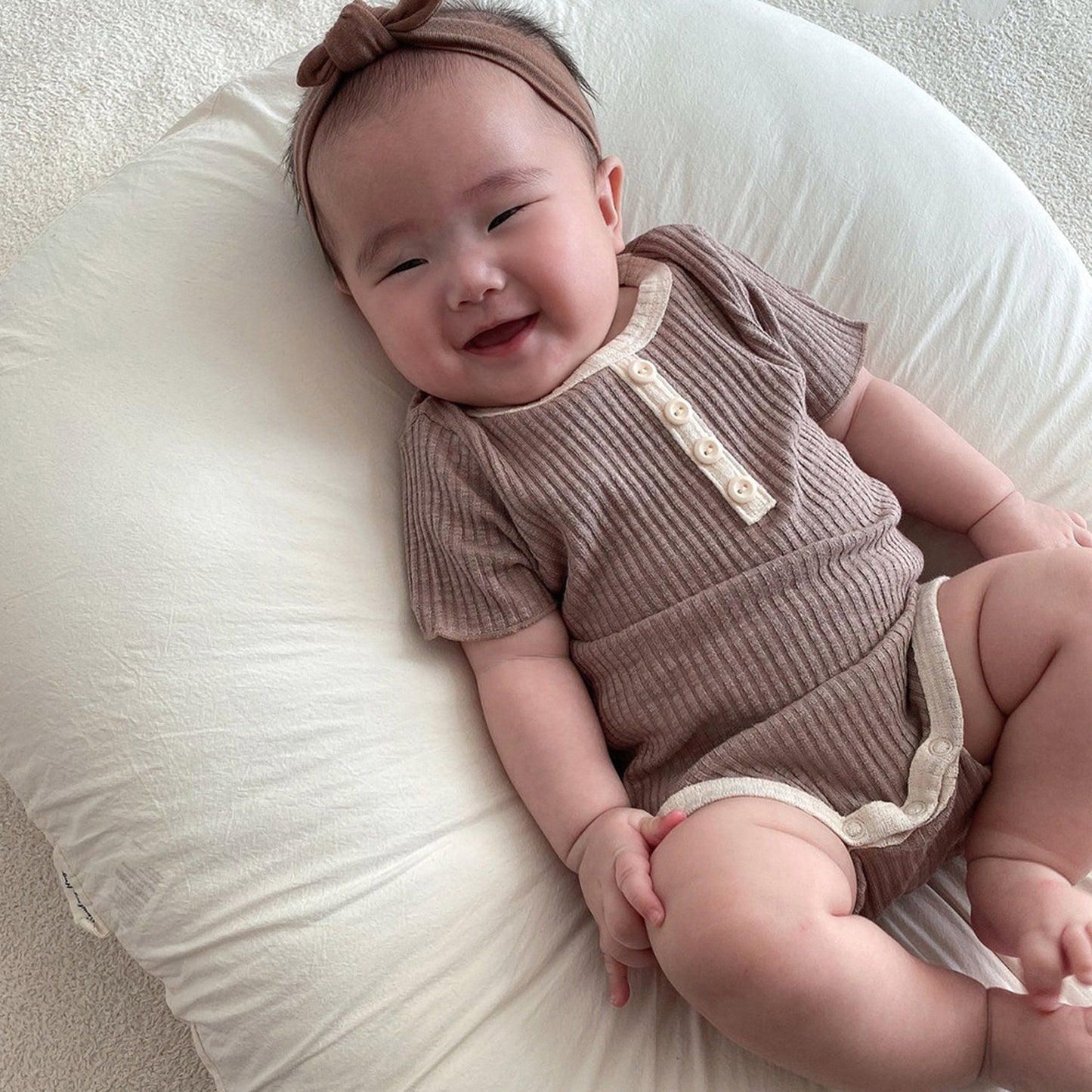 -ベビー リブ 半袖 ロンパース【mh0000777】 - mamahalo shop - 半袖ロンパース -  べビー服 - 子供服 - 男の子 - 女の子