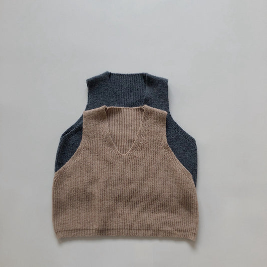 -キッズ ニットベスト シンプルベーシック 2カラー【mh0000235】 - mamahalo shop - ベスト -  べビー服 - 子供服 - 男の子 - 女の子