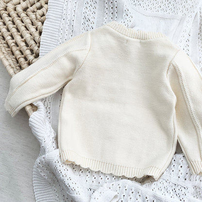 -ベビー キッズ ニット フラワー 刺繍 カーディガン【mh0000248】 - mamahalo shop - カーディガン・パーカー -  べビー服 - 子供服 - 男の子 - 女の子