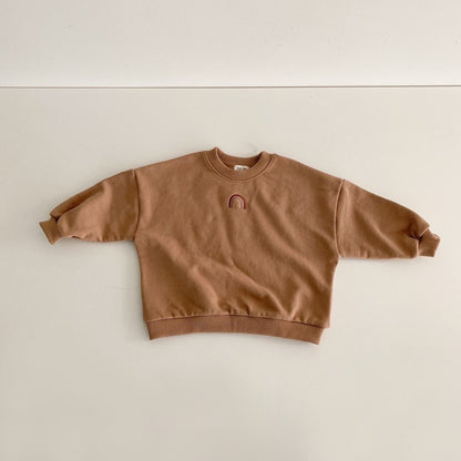 -ベビーキッズトップス スウェットシャツ レインボー 刺繍 トレーナー 2カラー【mh0000204】 - mamahalo shop - トレーナー・フーディ -  べビー服 - 子供服 - 男の子 - 女の子