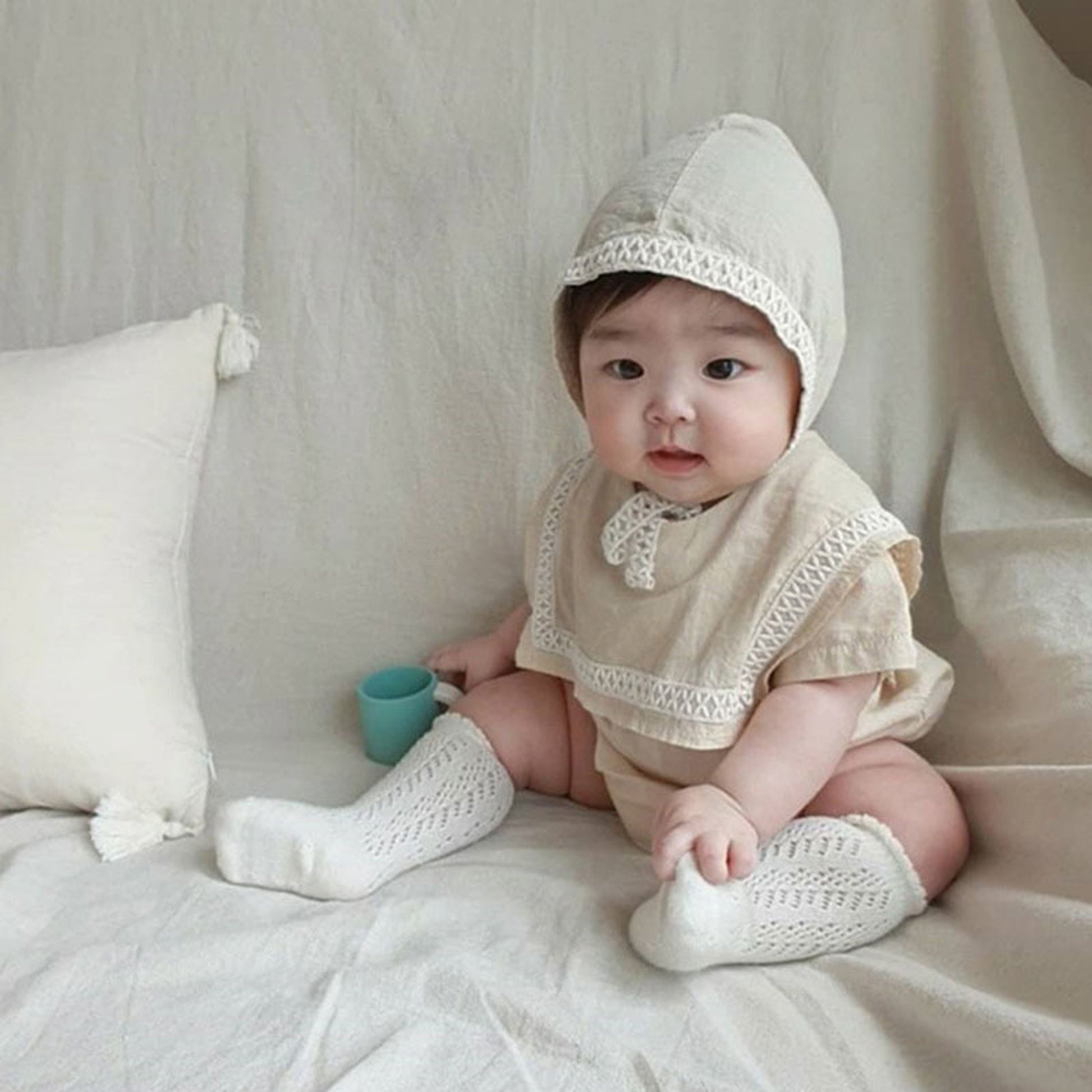 -ベビー セーラーカラー ロンパース 帽子 セット【mh0000456】 - mamahalo shop - 半袖ロンパース -  べビー服 - 子供服 - 男の子 - 女の子