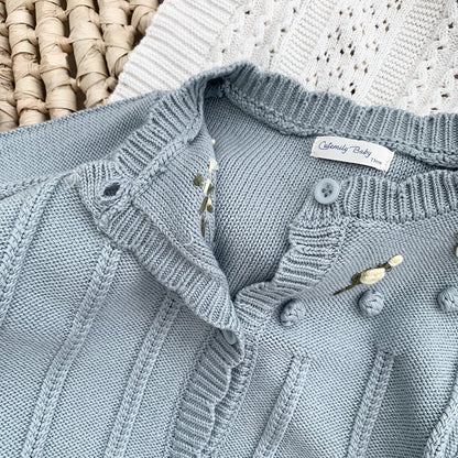 -ベビー キッズ ニット フラワー 刺繍 カーディガン【mh0000248】 - mamahalo shop - カーディガン・パーカー -  べビー服 - 子供服 - 男の子 - 女の子