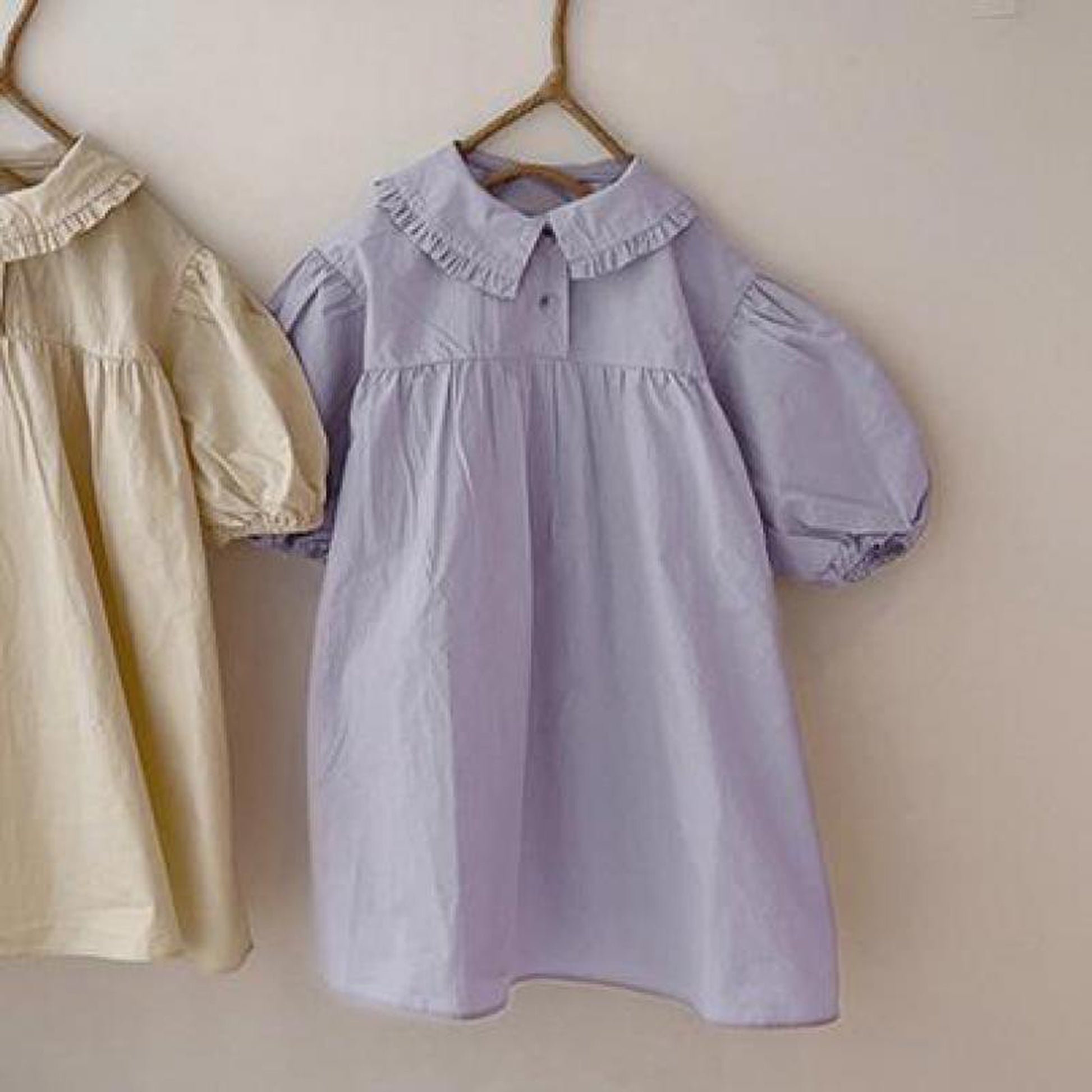 -ベビー パフスリーブ 長袖 ふんわり ワンピース - mamahalo shop - 長袖ワンピース -  べビー服 - 子供服 - 男の子 - 女の子