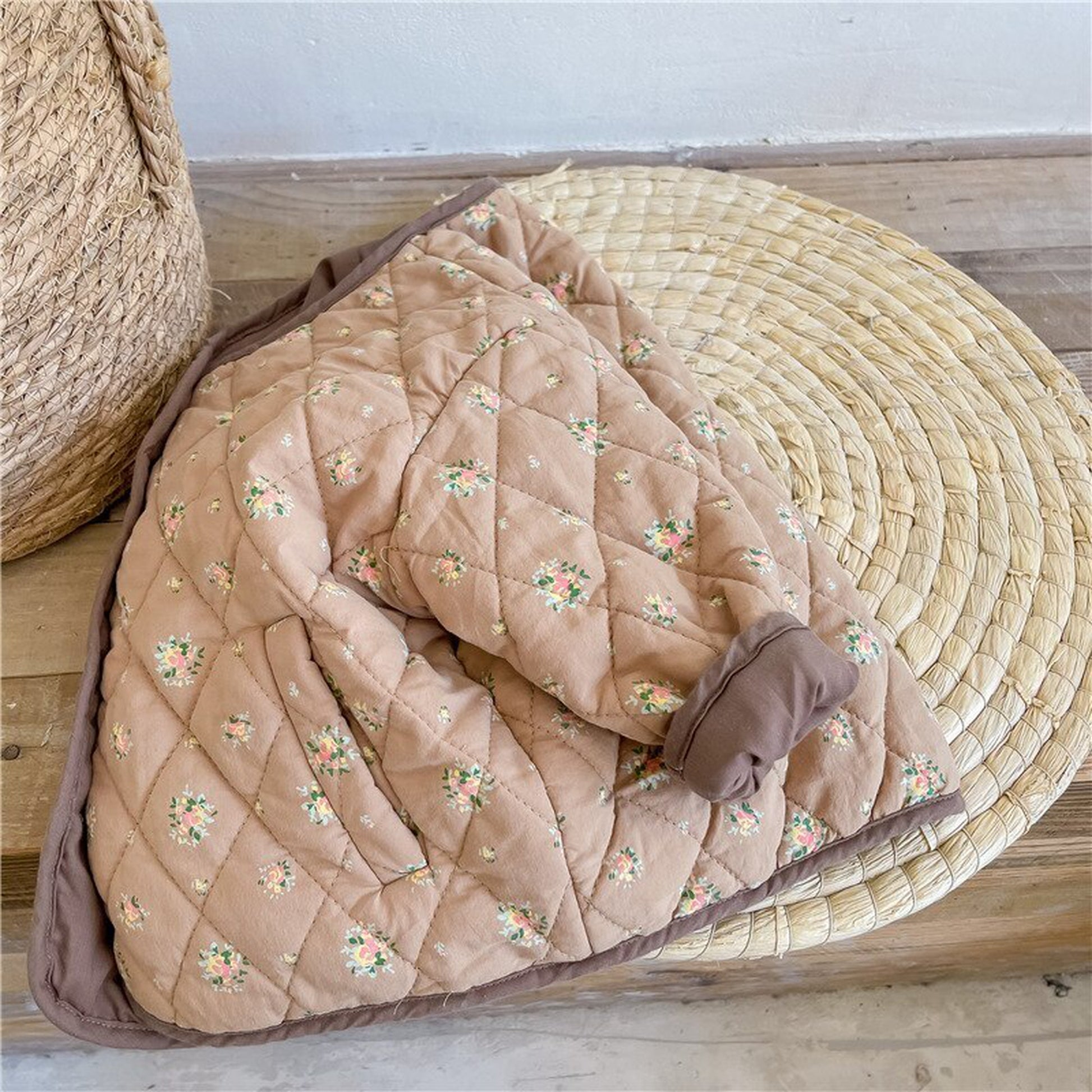 -キッズ フラワー キルティング ジャケット コート【mh0000277】 - mamahalo shop - ショートコート・ジャケット・ジャンパー -  べビー服 - 子供服 - 男の子 - 女の子