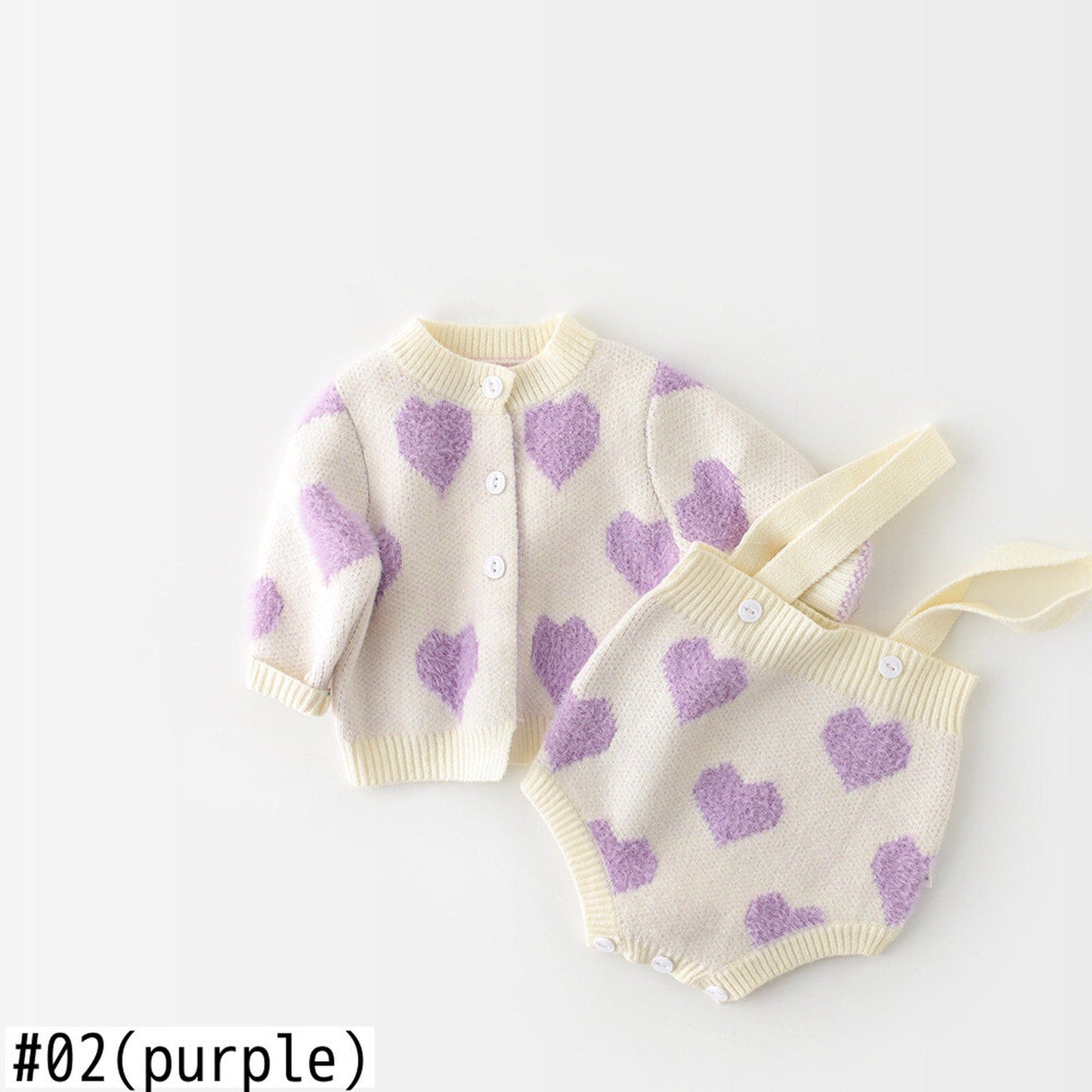 ロンパースセットアップ ベビー ニット セット ハート セットアップ  ロンパース カーディガン【mh0000365】
